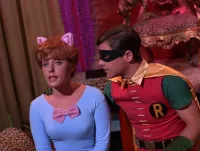 Lesley Gore as Pussycat in a Scene With Burt Ward as Robin on the TV Show Batman