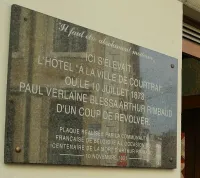 Arthur Rimbaud Plaque at the Site Where He Was Shot by Paul Verlaine in Brussels, Belgium